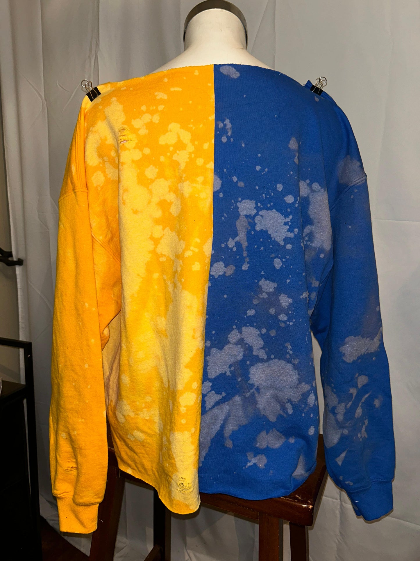 Handmade Albany State University Half and Half Off-Shoulder Lace-Up Sweatshirt