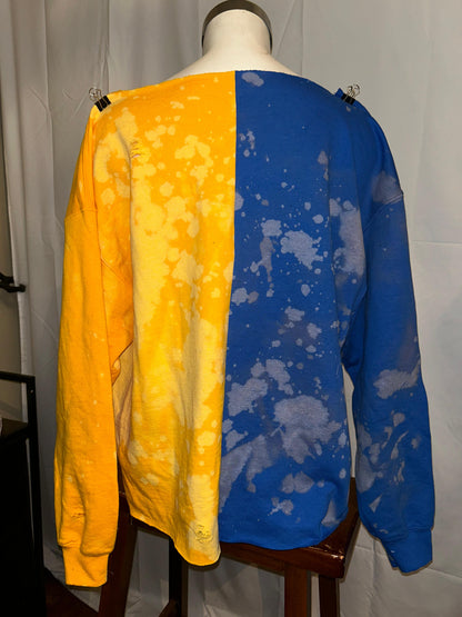 Handmade Albany State University Half and Half Off-Shoulder Lace-Up Sweatshirt