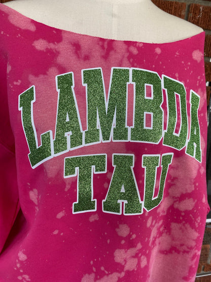Handmade Lambda Tau Glitter AKA Blossom Crew Neck or Off-Shoulder Sweatshirt