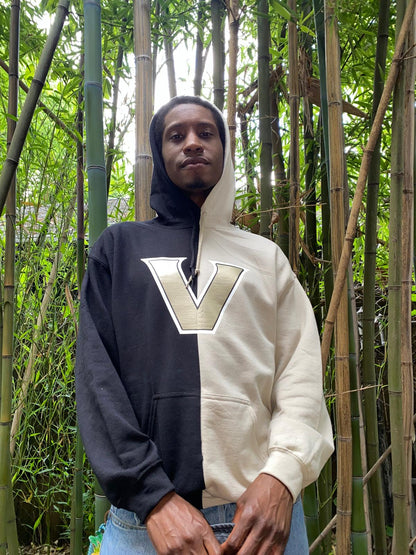 Handmade Vanderbilt Solid Black Old Gold Hoodie