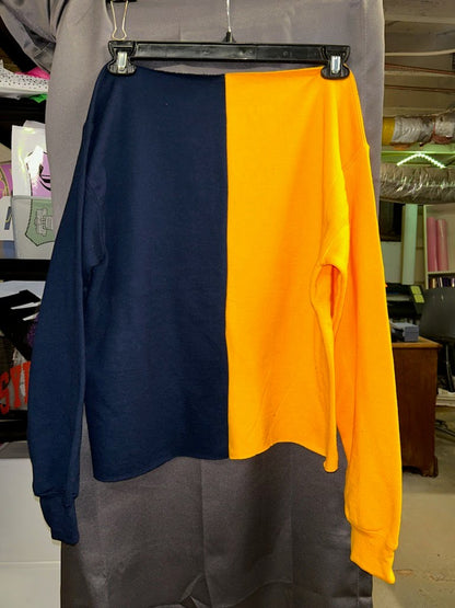 North Carolina A&T State University Sweatshirt,NCAT Half and half shirt,NCAT color block sweater,Navy and gold NCAT Sweater