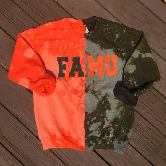 Handmade FAMU Orange Green Half & Half Unisex Sweatshirt