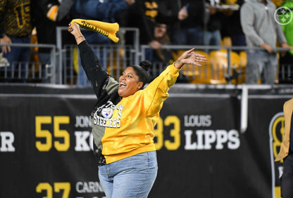 Handmade Pittsburgh Steelers Black Gold Bleached Half and Half Unisex Crew Sweatshirt