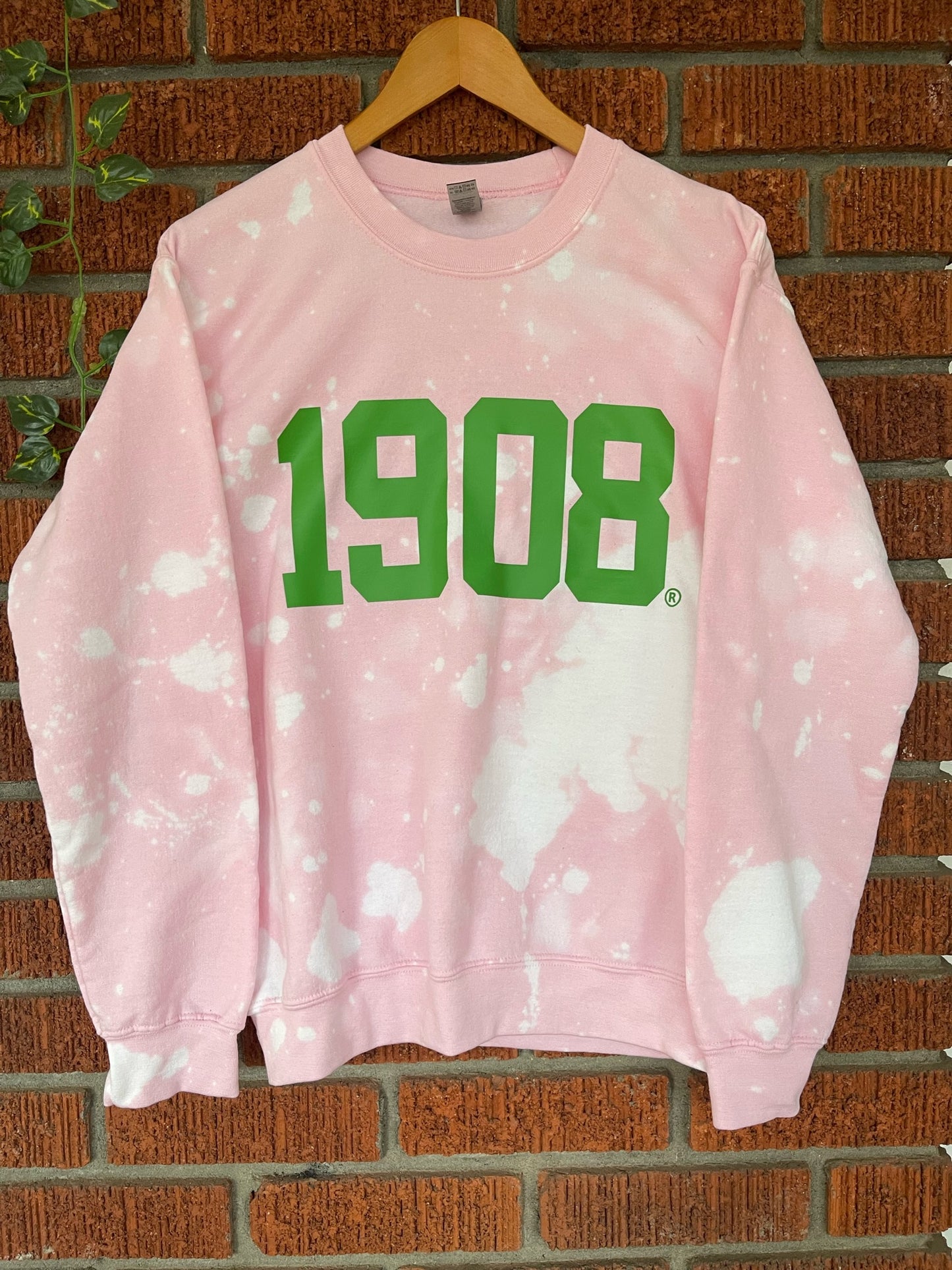 Handmade 1908 AKA Ballerina Baby Pink with Green Crew Neck Sweatshirt