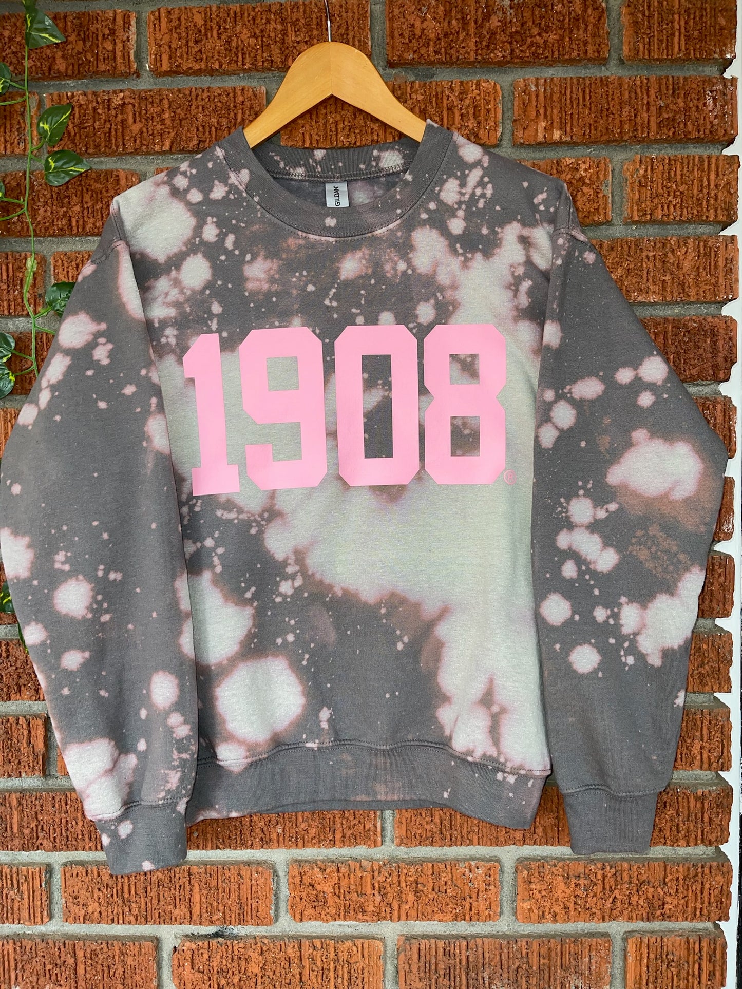 Handmade 1908 AKA Charcoal with Pink Crew Neck Sweatshirt