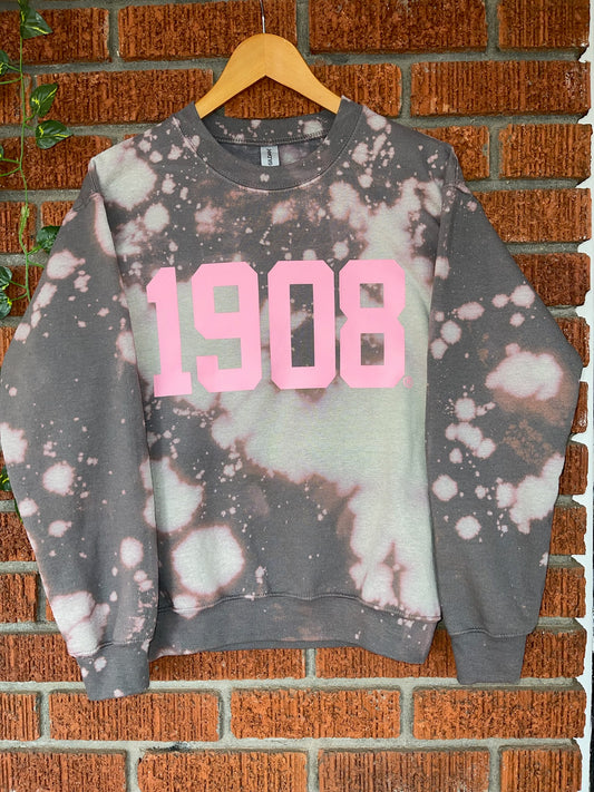 Handmade 1908 AKA Charcoal with Pink Crew Neck Sweatshirt