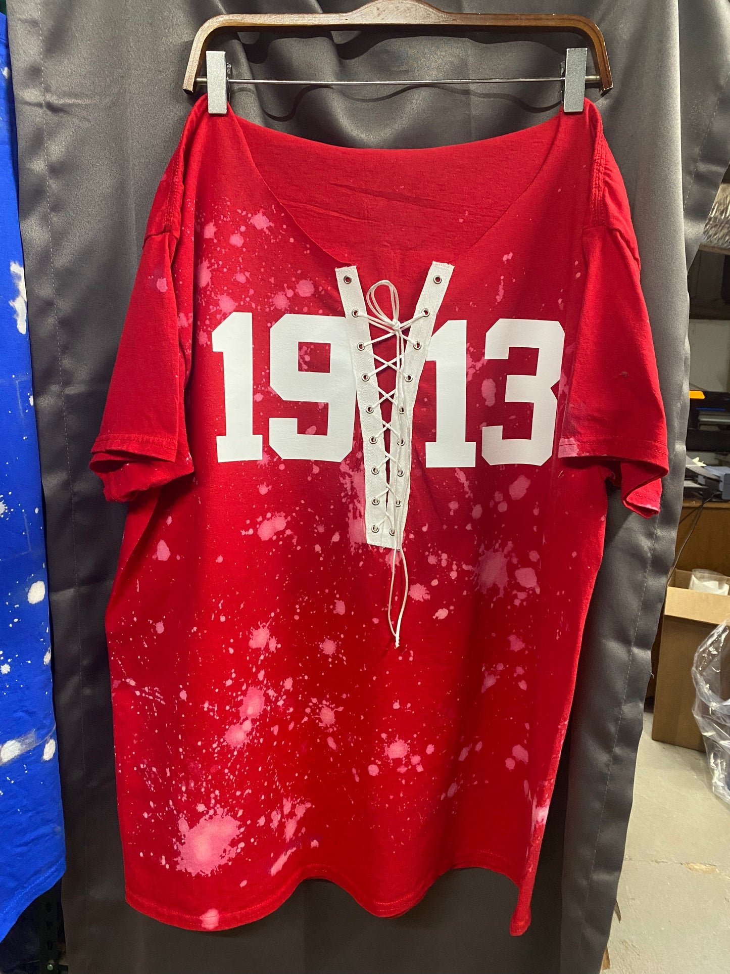 Handmade 1913 DST Red White Lace Up T-Shirt