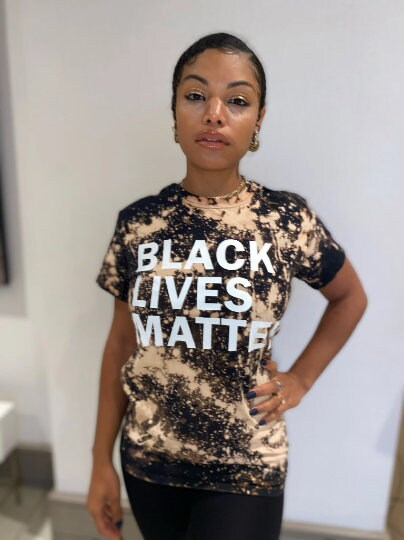 Support a Cause! Bold Black Lives Matter Handmade Bleached Crew T-Shirt