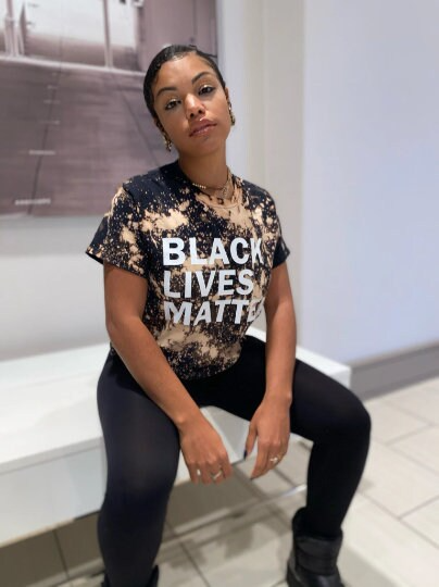 Support a Cause! Bold Black Lives Matter Handmade Bleached Crew T-Shirt