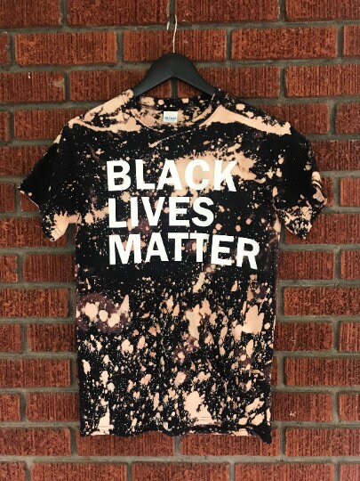 Support a Cause! Bold Black Lives Matter Handmade Bleached Crew T-Shirt