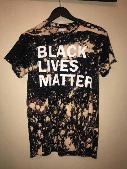 Support a Cause! Bold Black Lives Matter Handmade Bleached Crew T-Shirt