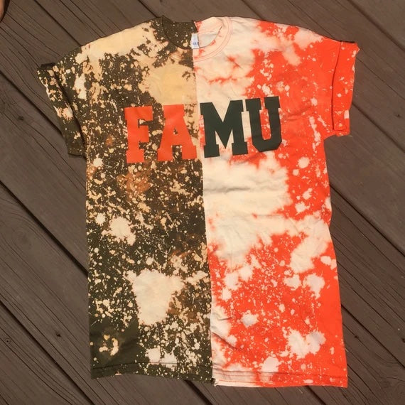Handmade FAMU Orange Green Half & Half Unisex T-Shirt