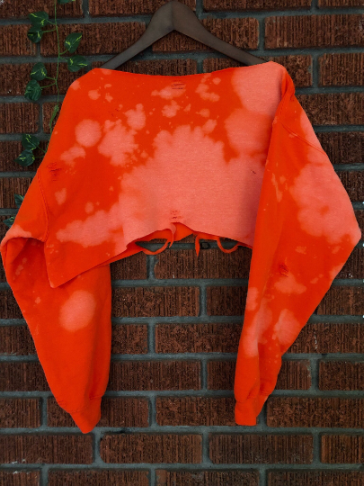 Handmade FAMU Orange Hand Bleached Crewneck Sweatshirt