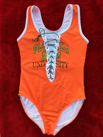 Handmade FAMU Lace Up Bodysuit - Front and Back Design