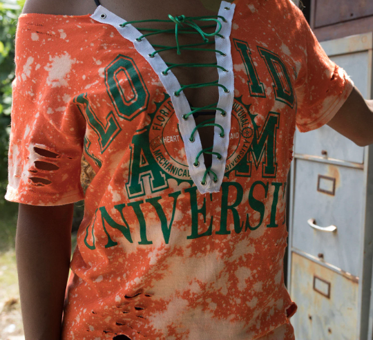 Handmade FAMU Lace Up Tee