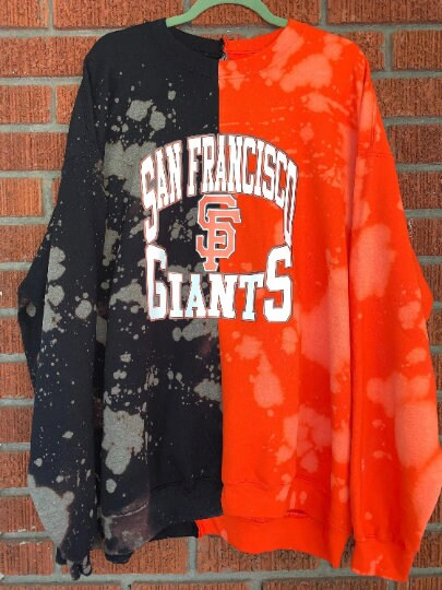 Cami Co. Lace Designs Handmade San Francisco 49ers Red or Black Hand Bleached Crew Neck Sweatshirt 2x / Black