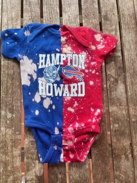 howard university hampton university HU baby onesie hand bleached handmade tie dye