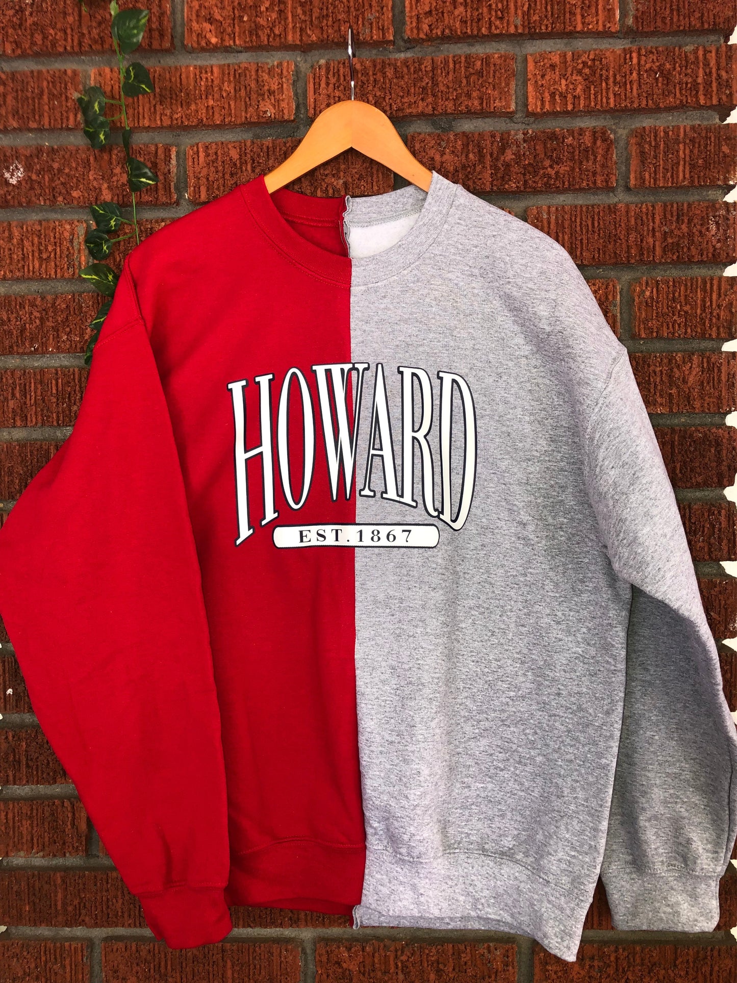 Howard University HU half and half sweater sweatshirt est 1867