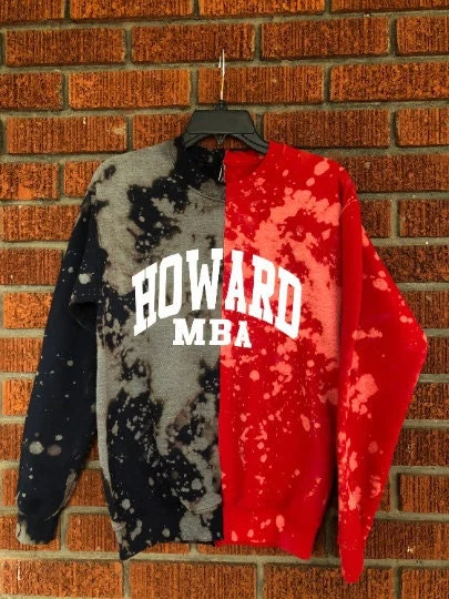Howard University HU 1867 half and half color block sweater sweatshirt handmade hand bleached tie dye mba business