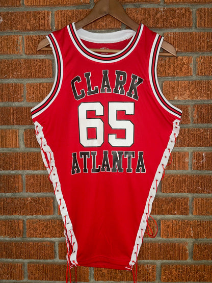 Handmade Clark Atlanta Red White Black Side Lace Sleeveless Jersey Top