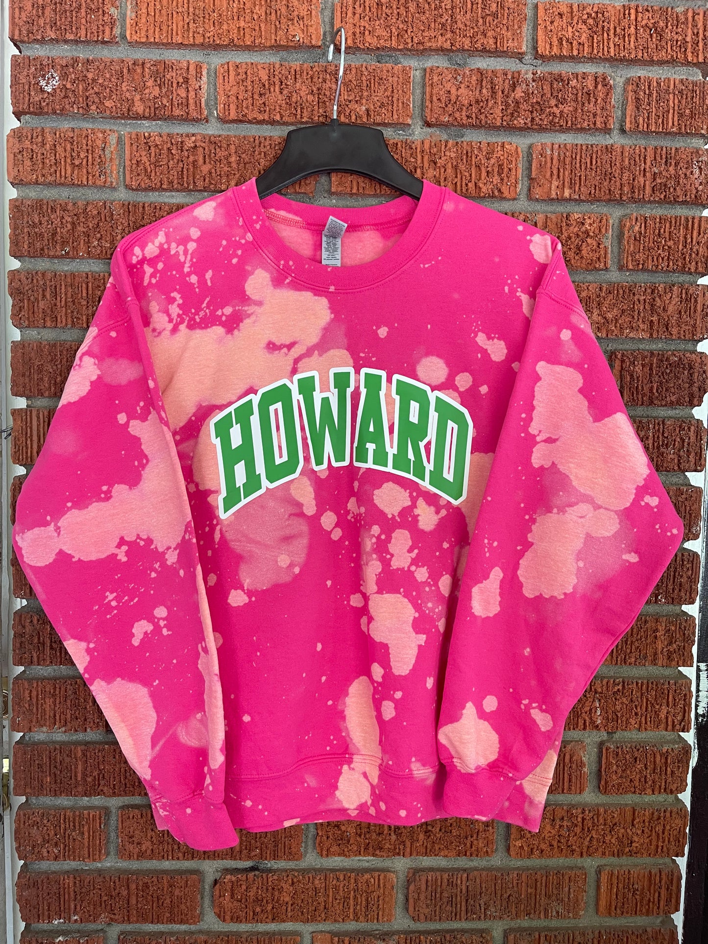Howard HU pink and green AKA Alpha Kappa Alpha Sweatshirt hand bleached handmade sweater