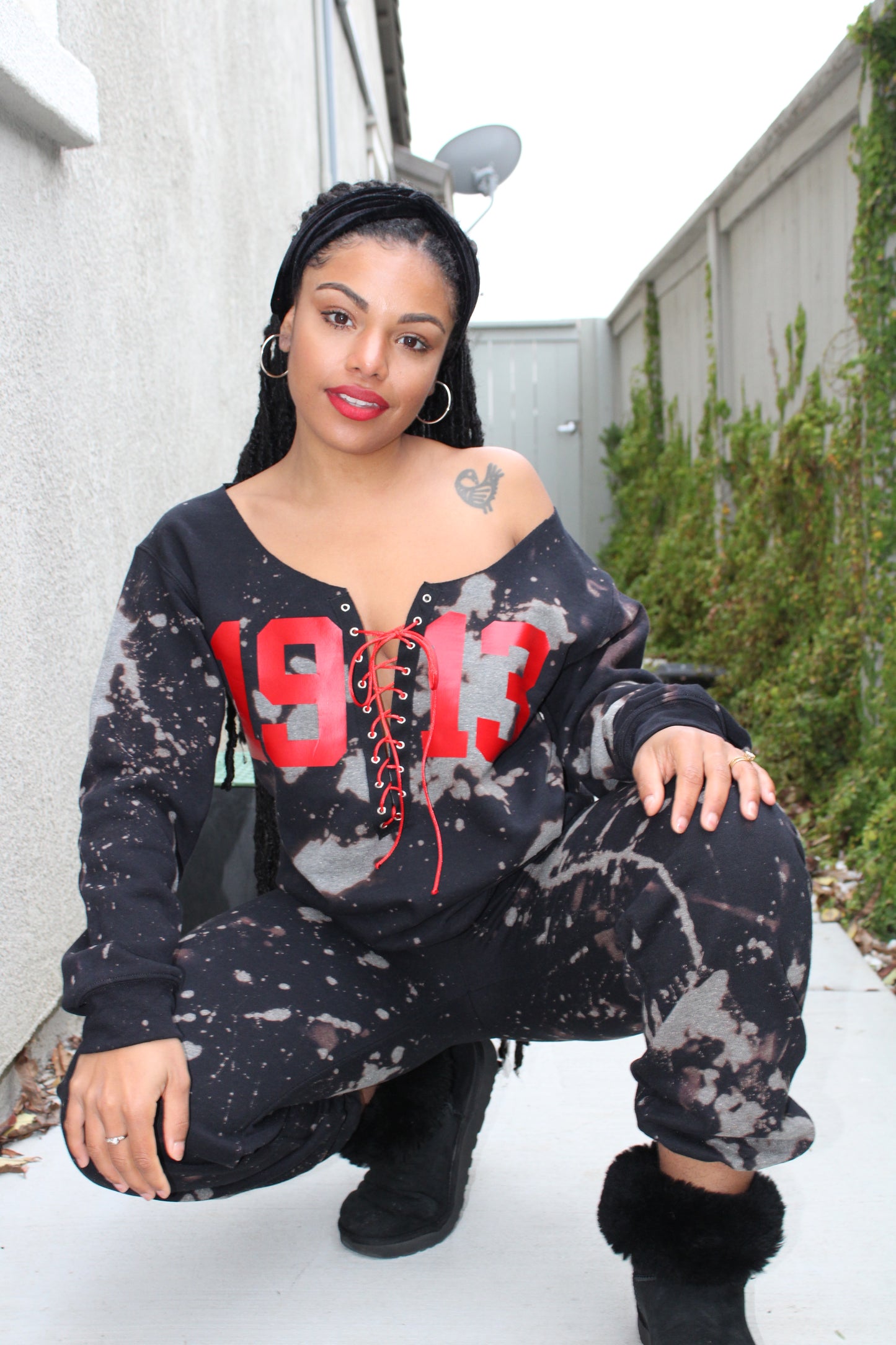 Handmade DST 1913 Black Lace Up Crop