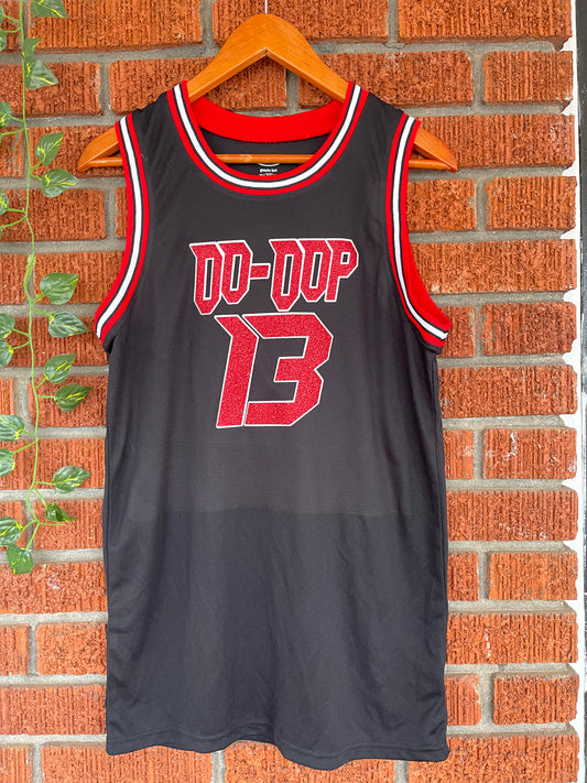 The DST Oo-Oop The Redz 1913 Black Red Glitter Jersey Top