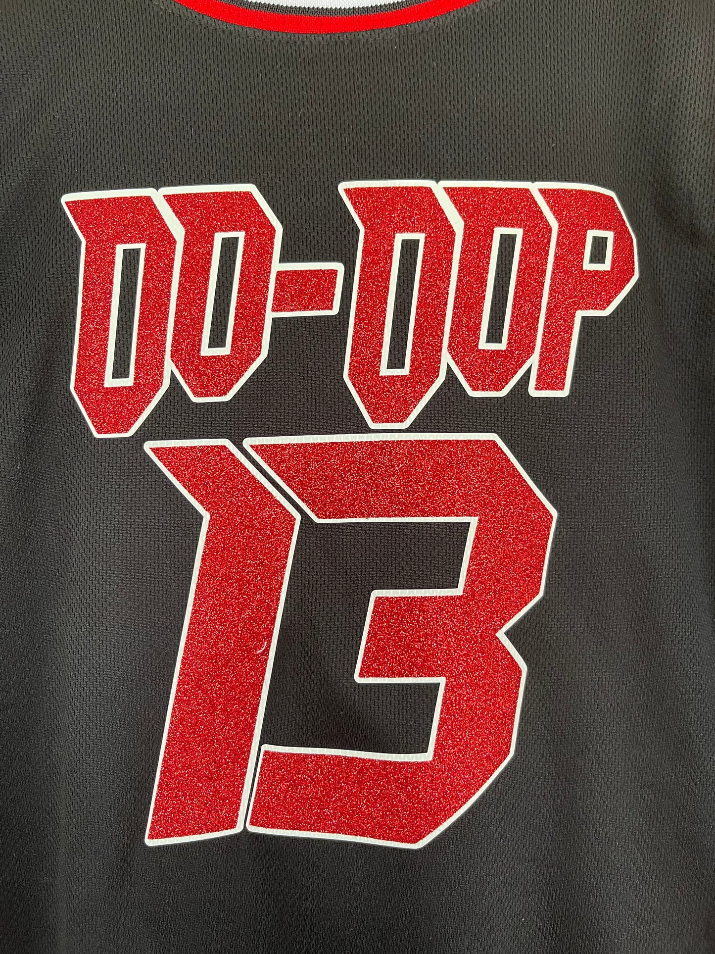 The DST Oo-Oop The Redz 1913 Black Red Glitter Jersey Top