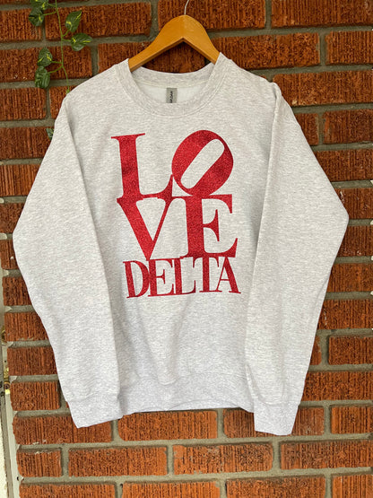 Handmade LOVE Delta Ash Gray Crewneck Sweatshirt