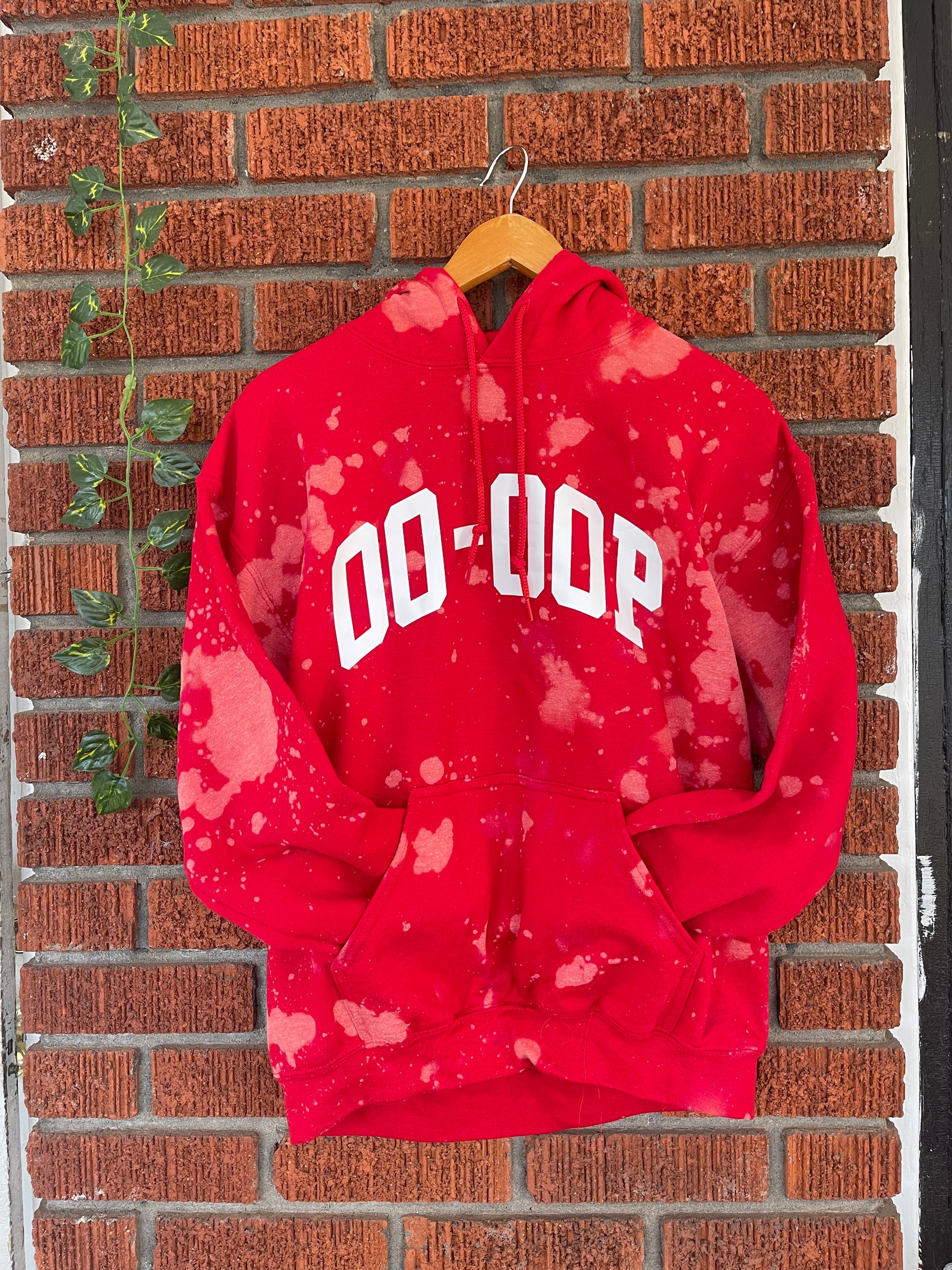 Red bleached hoodie hot sale