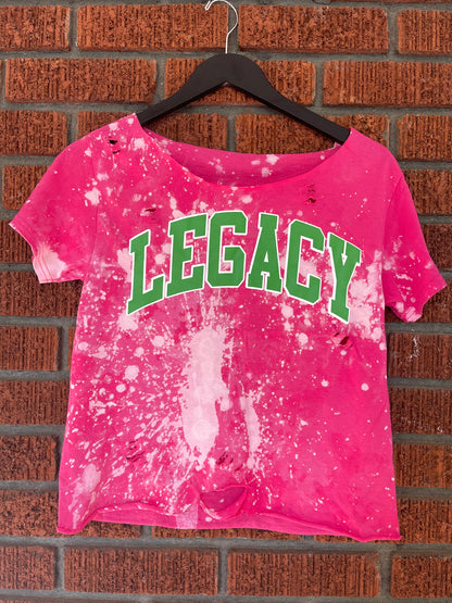 Legacy pink and green AKA Alpha Kappa Alpha tee shirt hand bleached handmade t-shirt