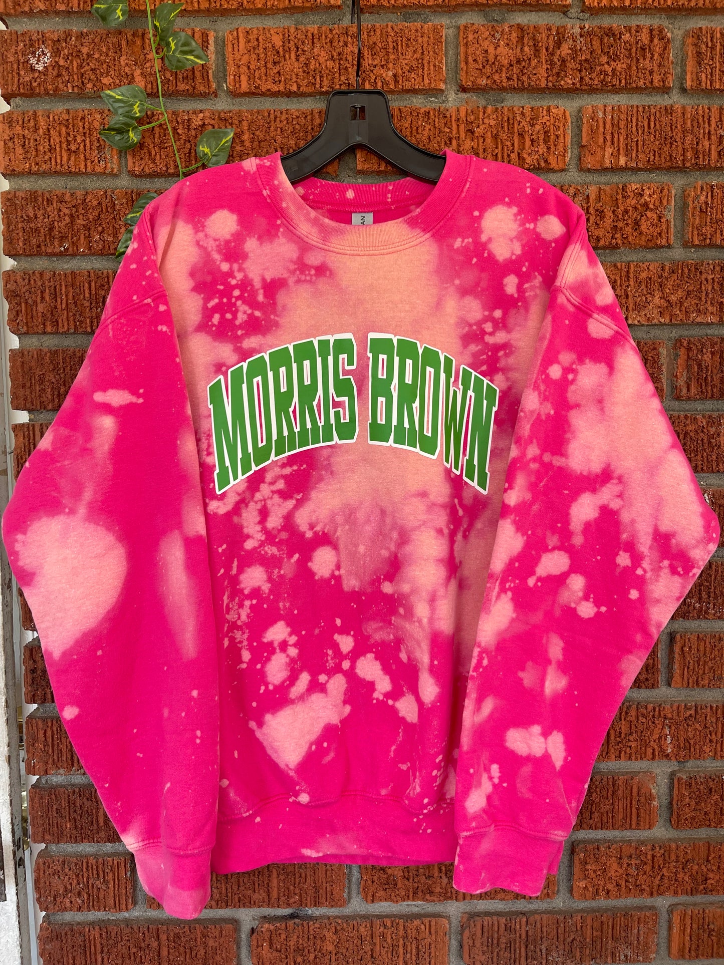 Morris Brown MBC pink and green AKA Alpha Kappa Alpha Sweatshirt hand bleached handmade sweater