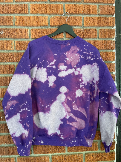 Handmade Morris Brown College Purple Hand Bleached Crew Neck Sweatshirt