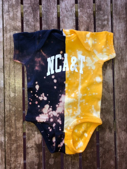 Handmade NCAT Baby Half and Half Navy Gold Bleached Rib Onesie Bodysuit