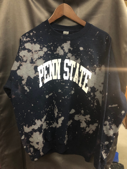 Handmade Unisex Penn State Bleached Navy Crewneck Sweatshirt