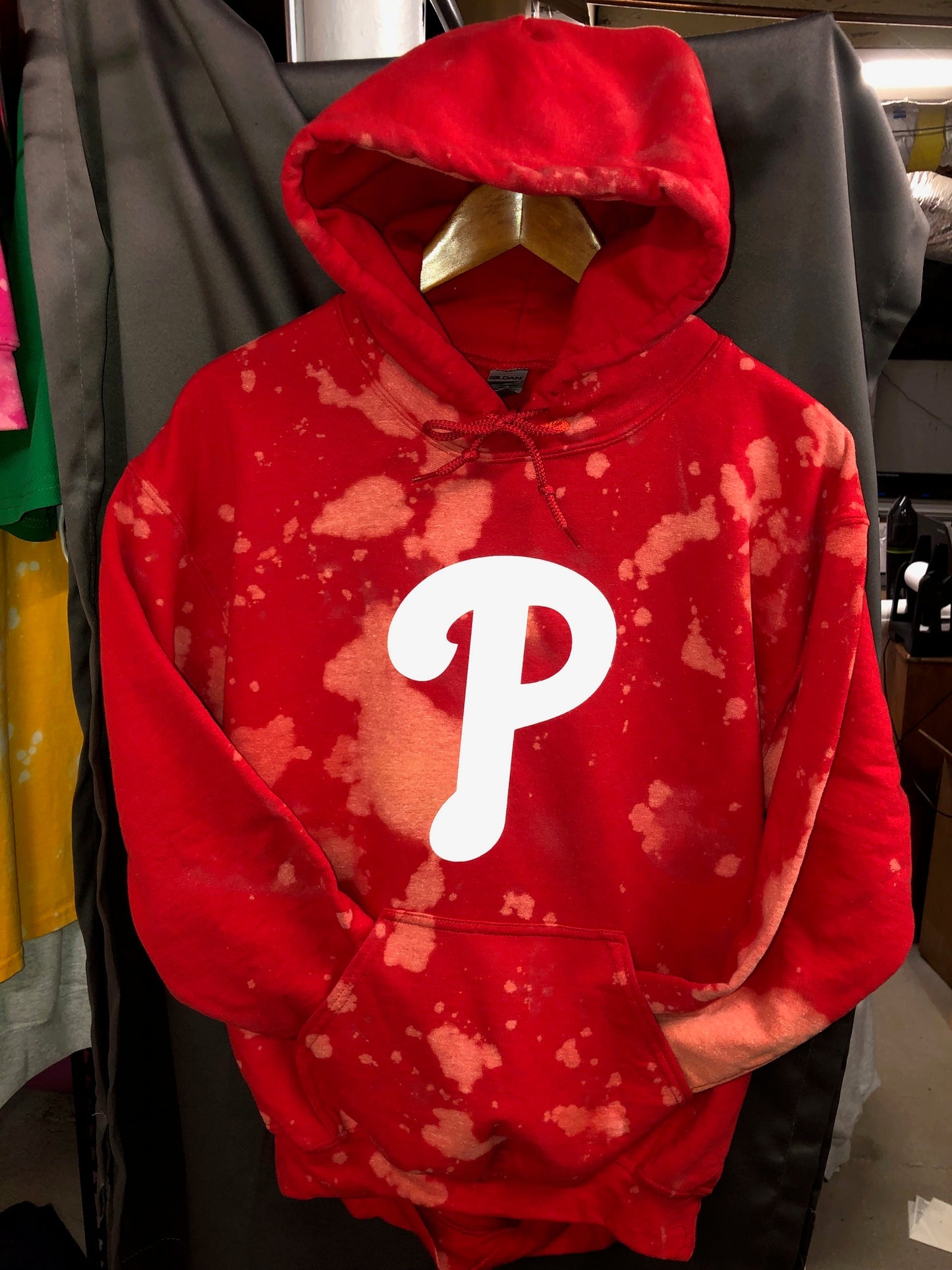 Handmade Philadelphia Red White Hoodie with Back Lace