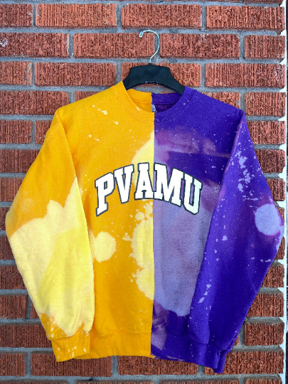 PVAMU Purple Gold Half and Half Crewneck Sweatshirt