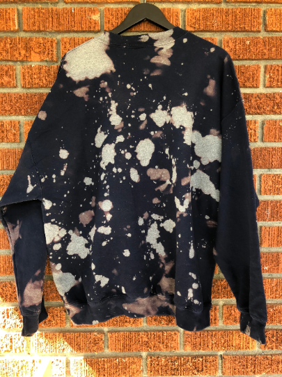 Handmade Seattle Seahawks Navy Bleached Crew Sweatshirt 2x