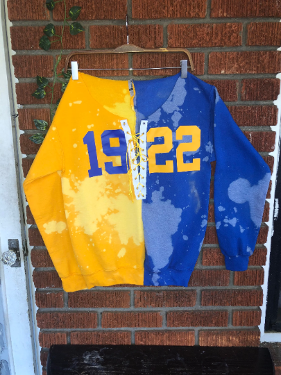Handmade SGRho 1922 Lace-Up Hand Bleached Crop or Full length Half and Half Sweatshirt