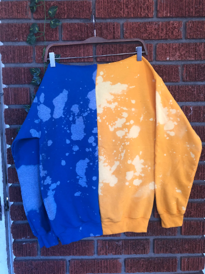 Handmade SGRho 1922 Lace-Up Hand Bleached Crop or Full length Half and Half Sweatshirt