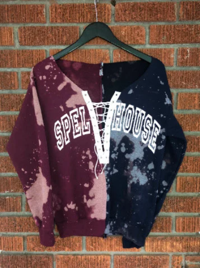 Handmade Spelhouse Lace-Up Hand Bleached Crop or Full length Sweatshirt