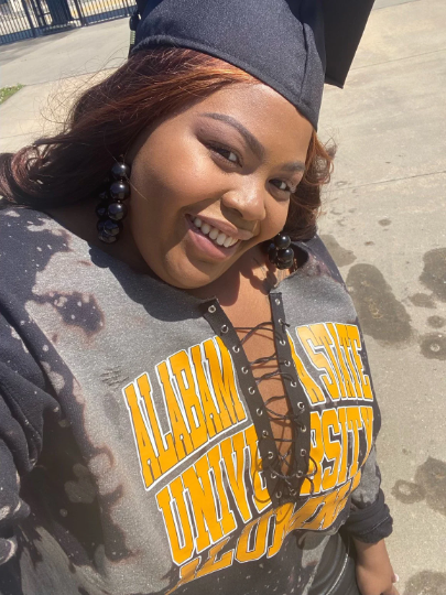 Handmade Alabama State University Alumna Black Distressed Lace Up Cropped Sweatshirt