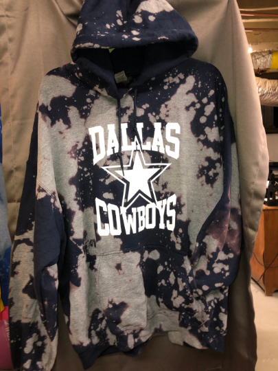 Handmade Dallas Cowboys Navy White Star Hand Bleached Unisex Sweatshirt