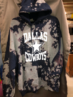 Cami Co. Lace Designs Handmade Dallas Cowboys Navy White Star Hand Bleached Unisex Sweatshirt or Hoodie 5X / Crew