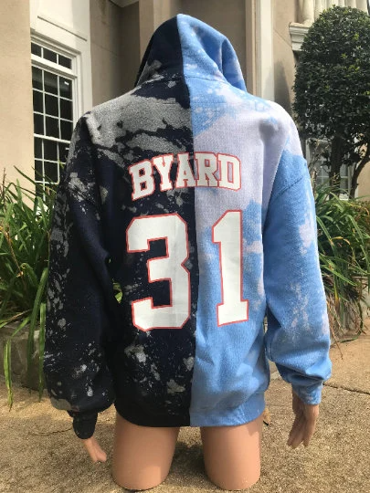 Custom Handmade Half & Half Hoodie! Bleached and Distressed!!!