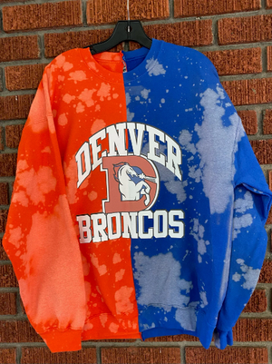 Buy the Womens Blue Orange Short Raglan Sleeve Denver Broncos