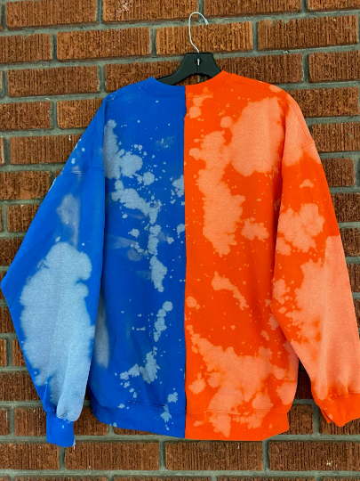 Handmade Denver Broncos Orange Royal Blue Hand-Bleached Half and Half –  Cami Co. Lace Designs