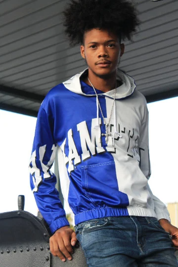 Hampton Jersey Jacket Blue Half and Half Hoodie White Royal HU University 1868