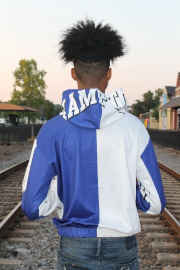 Hampton Jersey Jacket Blue Half and Half Hoodie White Royal HU University 1868