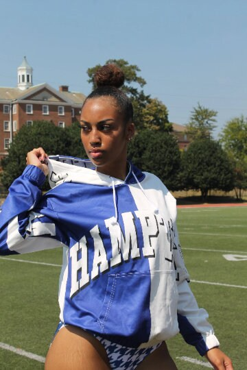 Hampton Jersey Jacket Blue Half and Half Hoodie White Royal HU University 1868